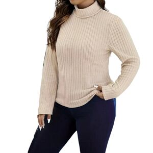 NEW High Neck Turtleneck Solid Soft Ribbed Sweater Women's 3XL